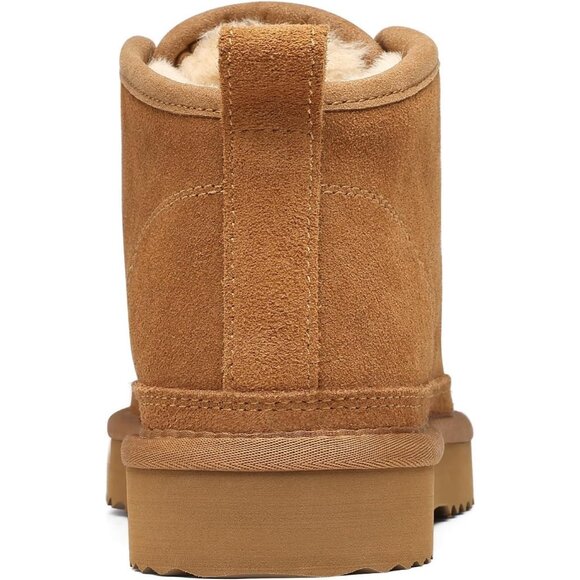 Women's Faux Fur Ankle Lined Short Lace Up Snow Mini Booties Light Brown Shoes - Picture 5 of 8